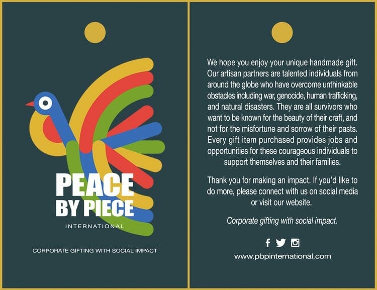 hangtag for peace by piece international