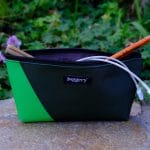 JA11 pencil case 2 tone green with cords