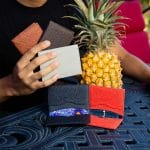 Pinatex cardholders with pineapple in background