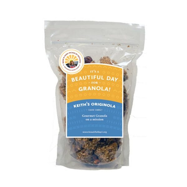 Our Good Morning breakfast gift baskets include Beautiful Day granola, shown here in Keith's Originola flavor.