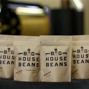 Our Good Morning breakfast gift baskets include Big House Beans coffee, shown here in an array.