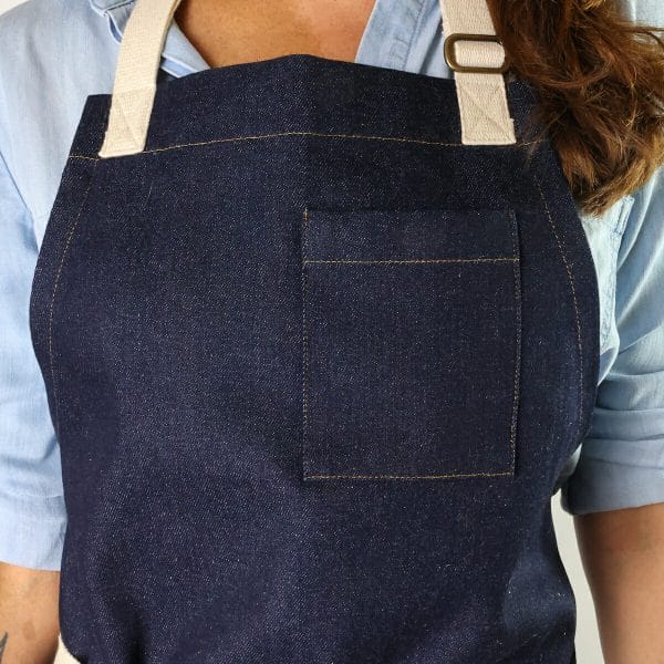 Close-up of our screen-printed aprons.