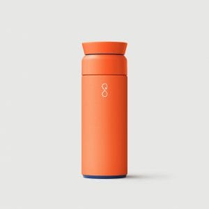 The Brew flask personalized stainless steel travel mugs are available in orange
