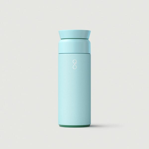 The Brew flask personalized stainless steel travel mugs are available in light blue