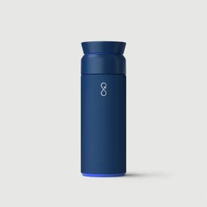 The Brew flask personalized stainless steel travel mugs are available in blue