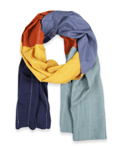 colorblock scarf rainbow pattern flatlay
