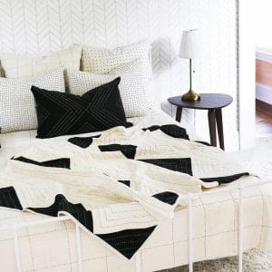 triangle quilt throw charcoal lifestyle
