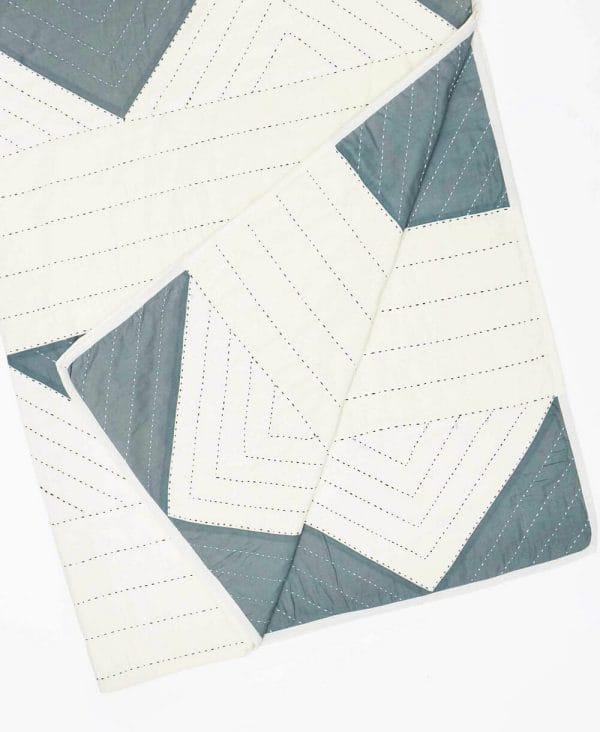 triangle quilt throw spruce folded detail