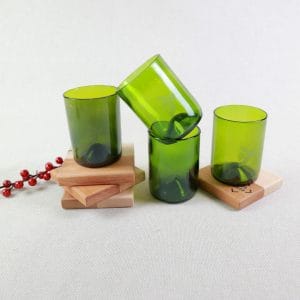 Upcycled Glasses Set Wooden Coasters 1